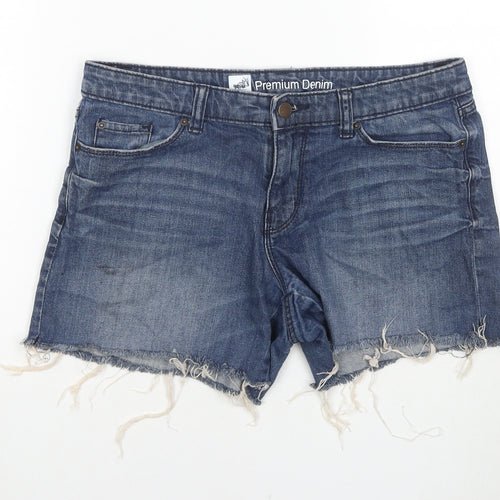 Premium Denim Womens Blue Cotton Cut-Off Shorts Size 8 L4 in Regular Zip