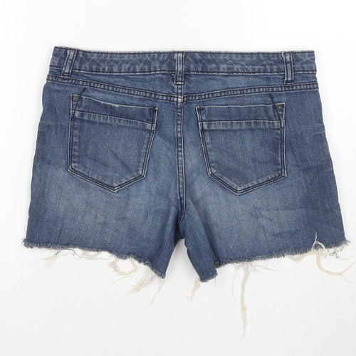 Premium Denim Womens Blue Cotton Cut-Off Shorts Size 8 L4 in Regular Zip