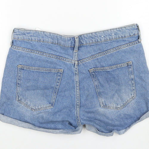 H&M Womens Blue Cotton Hot Pants Shorts Size 10 L3 in Regular Zip