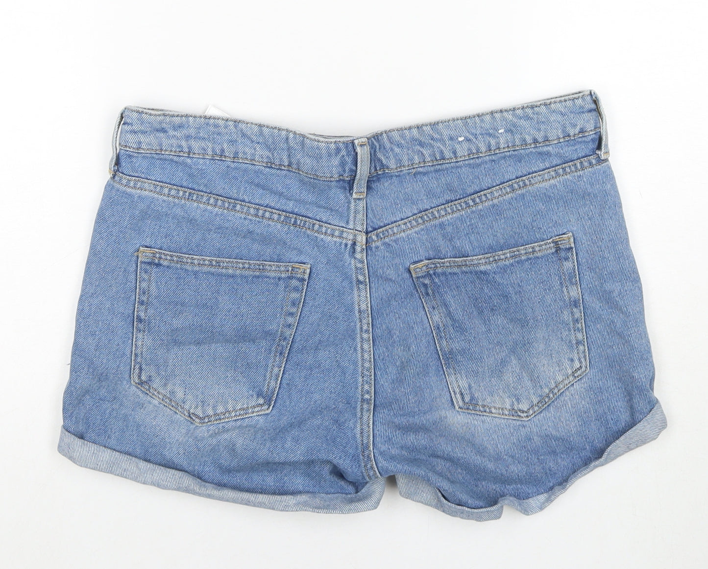 H&M Womens Blue Cotton Hot Pants Shorts Size 10 L3 in Regular Zip