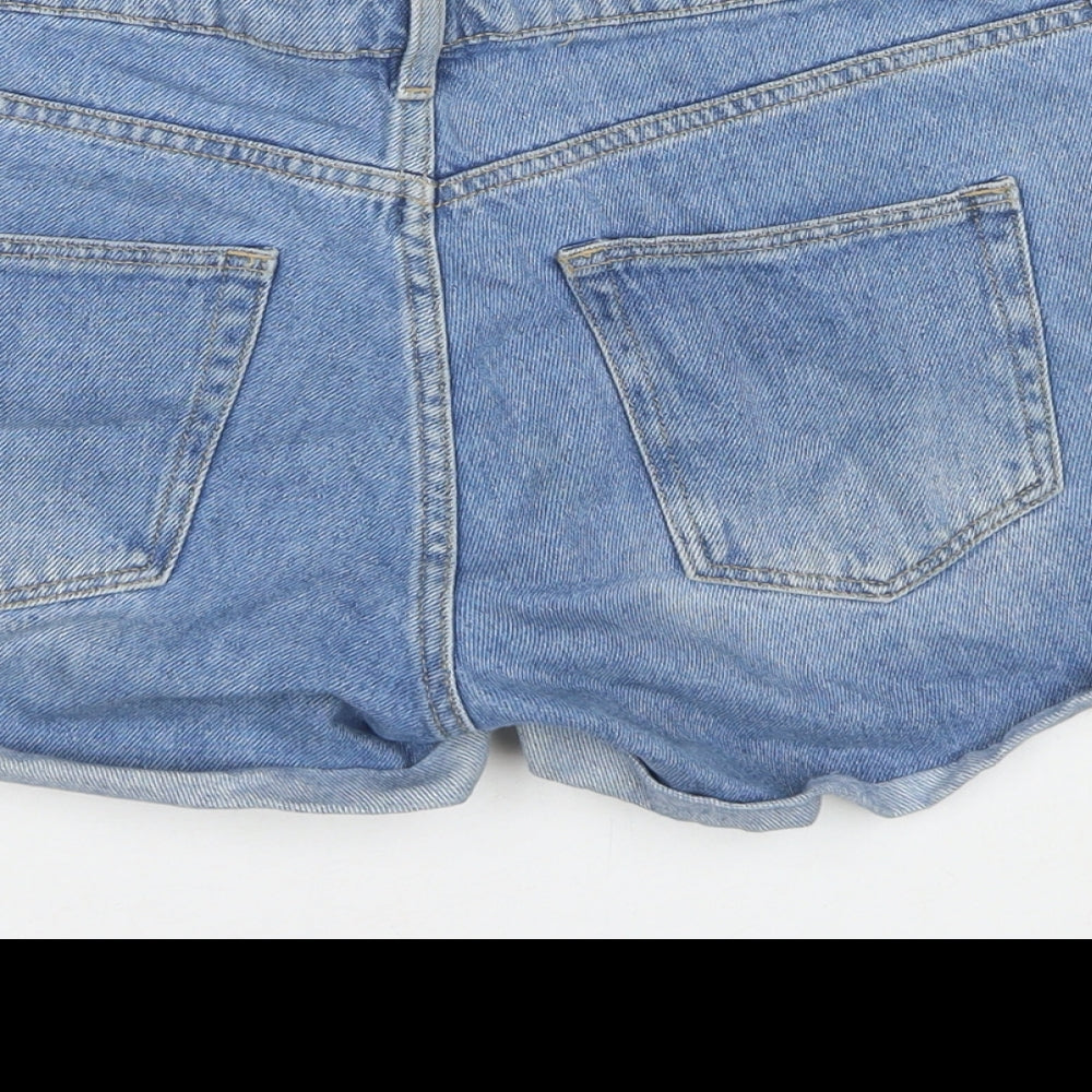 H&M Womens Blue Cotton Hot Pants Shorts Size 10 L3 in Regular Zip