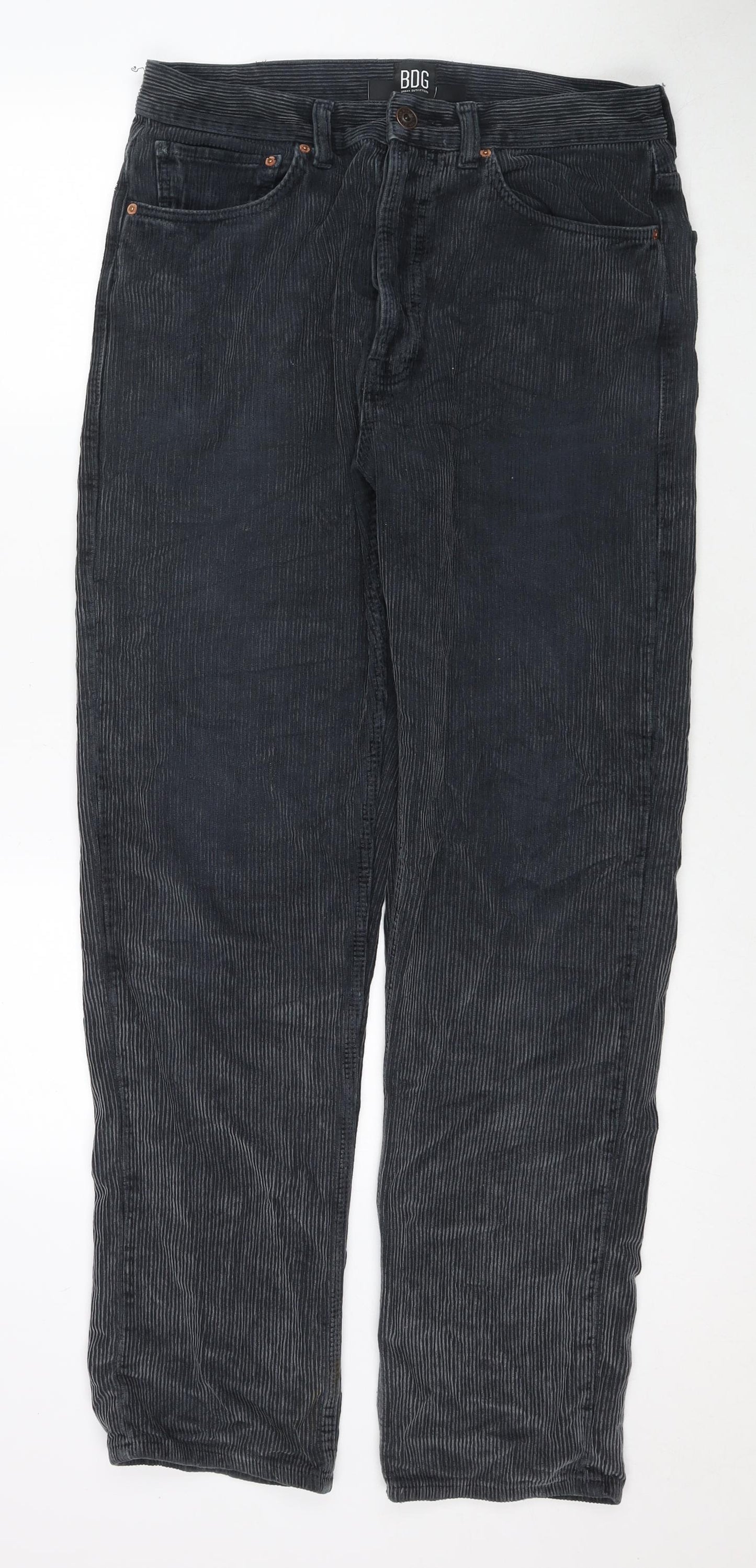 BDG Mens Blue Cotton Trousers Size 32 in L34 in Regular Zip