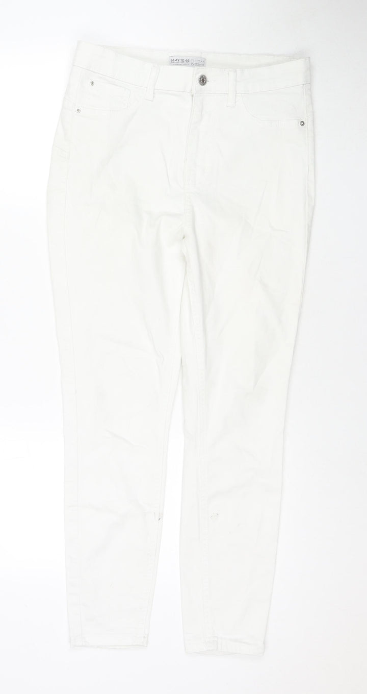 Denim & Co. Womens White Cotton Skinny Jeans Size 14 L26 in Regular Zip