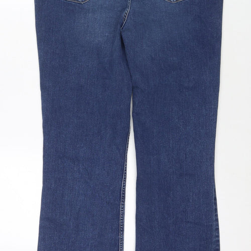 Marks and Spencer Womens Blue Cotton Bootcut Jeans Size 16 L32 in Regular Zip