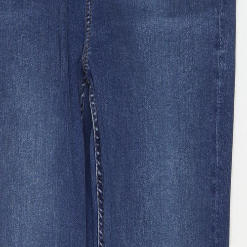 Marks and Spencer Womens Blue Cotton Bootcut Jeans Size 16 L32 in Regular Zip