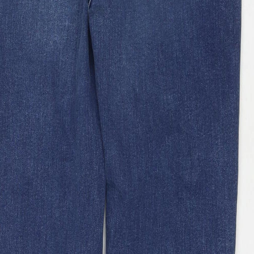 Marks and Spencer Womens Blue Cotton Bootcut Jeans Size 16 L32 in Regular Zip
