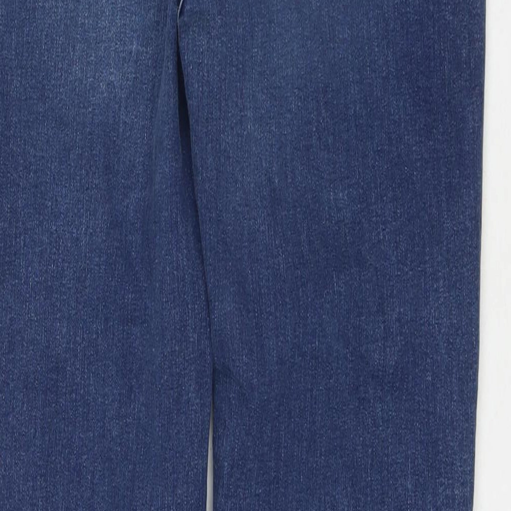Marks and Spencer Womens Blue Cotton Bootcut Jeans Size 16 L32 in Regular Zip
