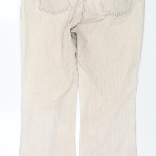 Per Una Womens Beige Cotton Bootcut Jeans Size 16 L27 in Regular Zip