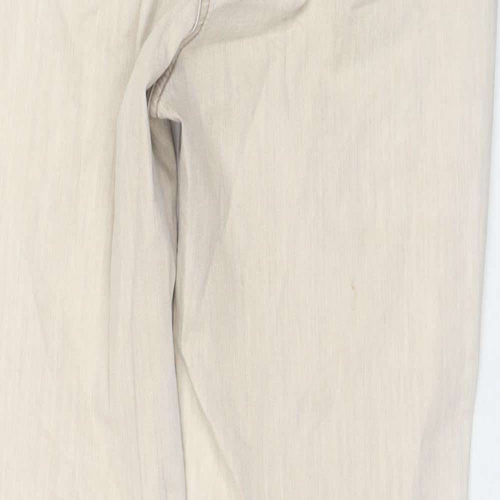 Per Una Womens Beige Cotton Bootcut Jeans Size 16 L27 in Regular Zip