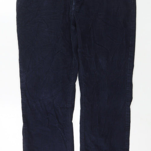 John Lewis Mens Blue Cotton Trousers Size 32 in L28 in Regular Zip