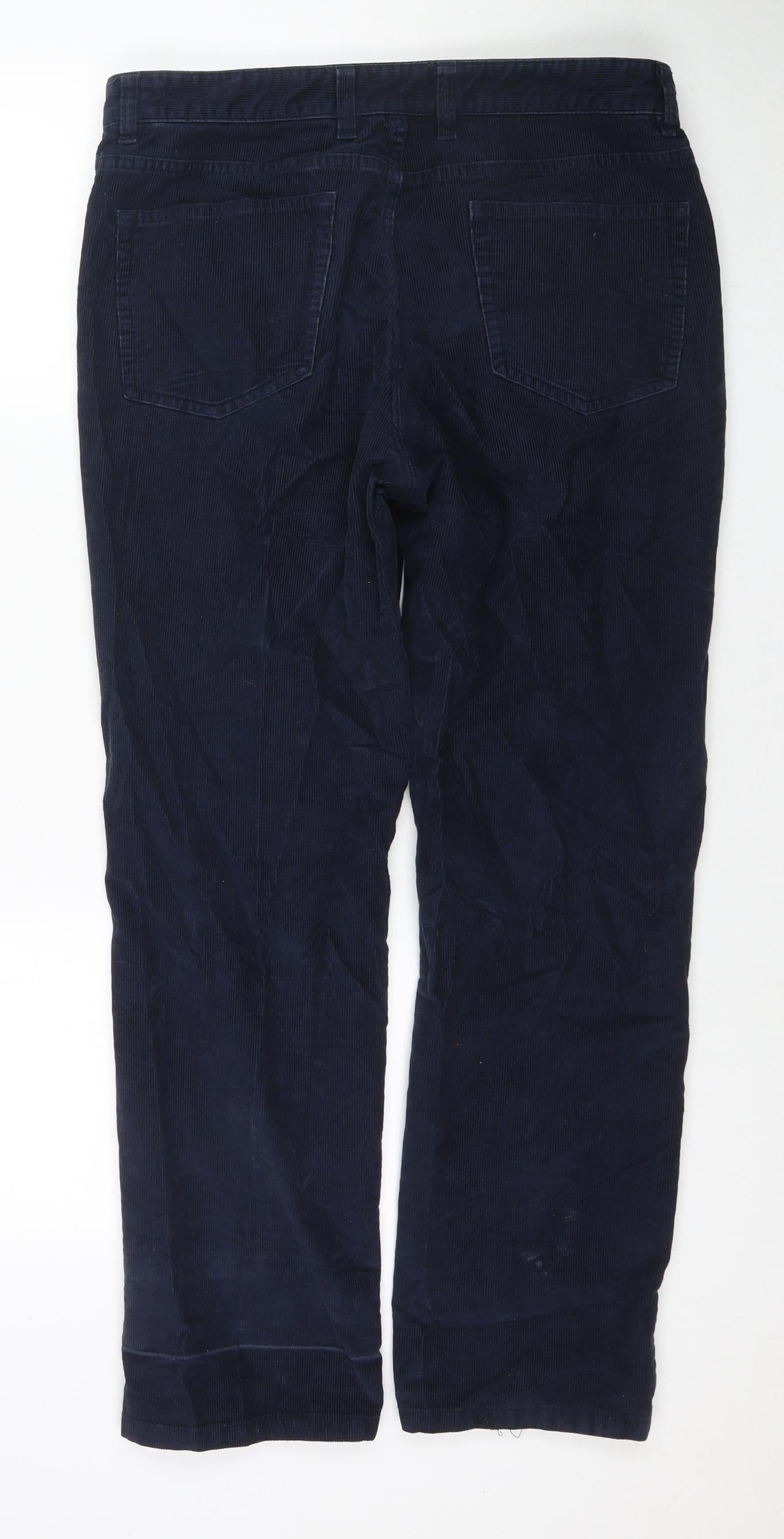 John Lewis Mens Blue Cotton Trousers Size 32 in L28 in Regular Zip