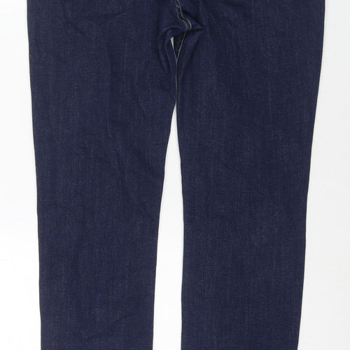 Per Una Womens Blue Cotton Straight Jeans Size 16 L31 in Regular Zip