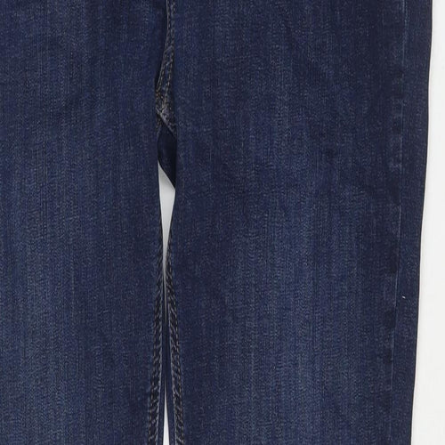 Per Una Womens Blue Cotton Straight Jeans Size 16 L31 in Regular Zip
