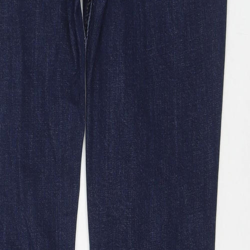 Per Una Womens Blue Cotton Straight Jeans Size 16 L31 in Regular Zip