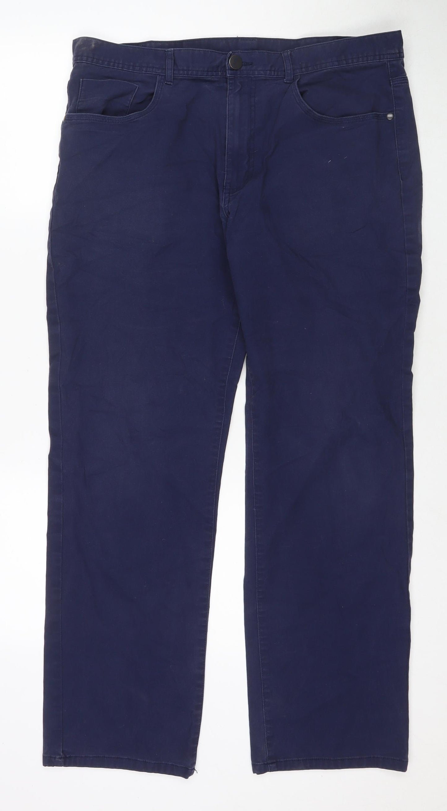 Dunnes Stores Womens Blue Cotton Straight Jeans Size 36 in L32 in Regular Zip
