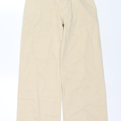 Denim & Co. Womens Beige Cotton Wide-Leg Jeans Size 4 L28 in Regular Zip