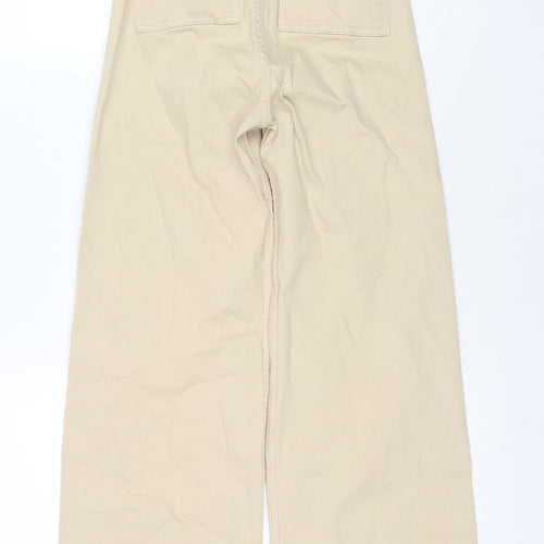 Denim & Co. Womens Beige Cotton Wide-Leg Jeans Size 4 L28 in Regular Zip