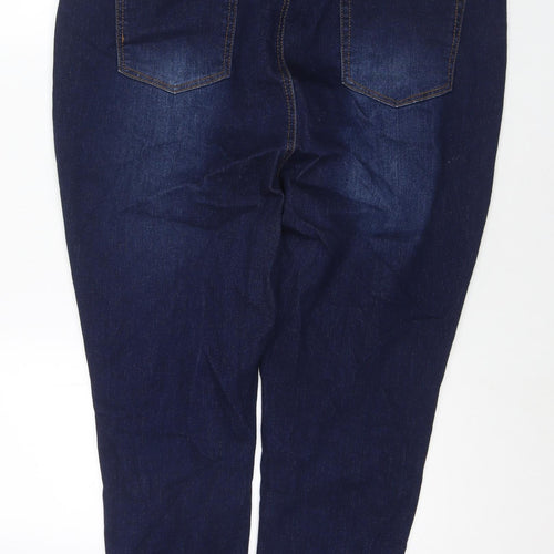 Boohoo Womens Blue Cotton Straight Jeans Size 22 L26 in Regular Zip