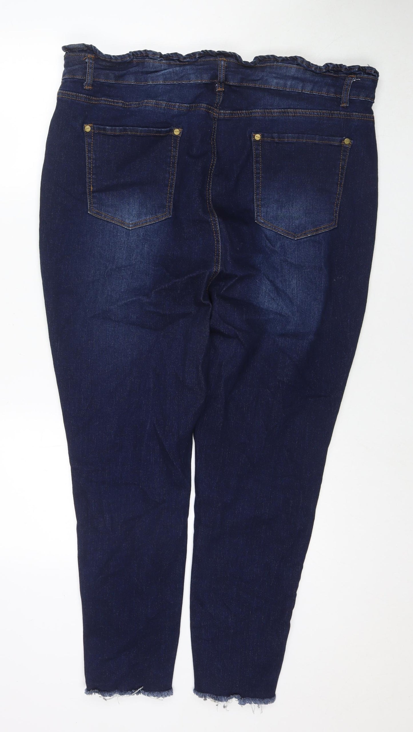 Boohoo Womens Blue Cotton Straight Jeans Size 22 L26 in Regular Zip
