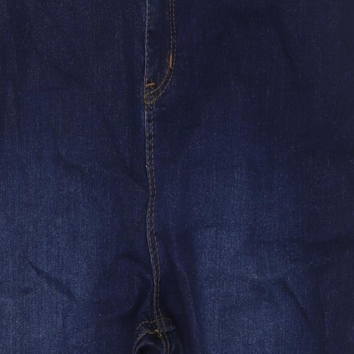 Boohoo Womens Blue Cotton Straight Jeans Size 22 L26 in Regular Zip