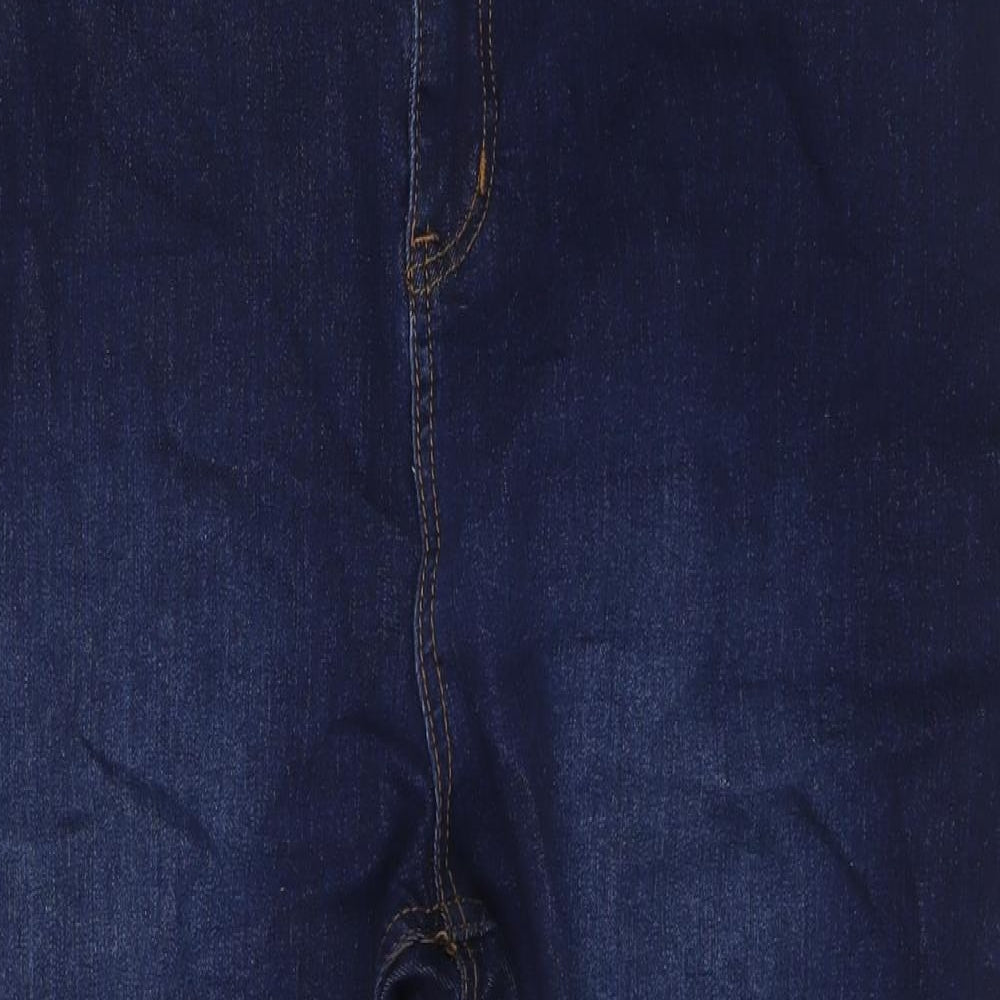 Boohoo Womens Blue Cotton Straight Jeans Size 22 L26 in Regular Zip