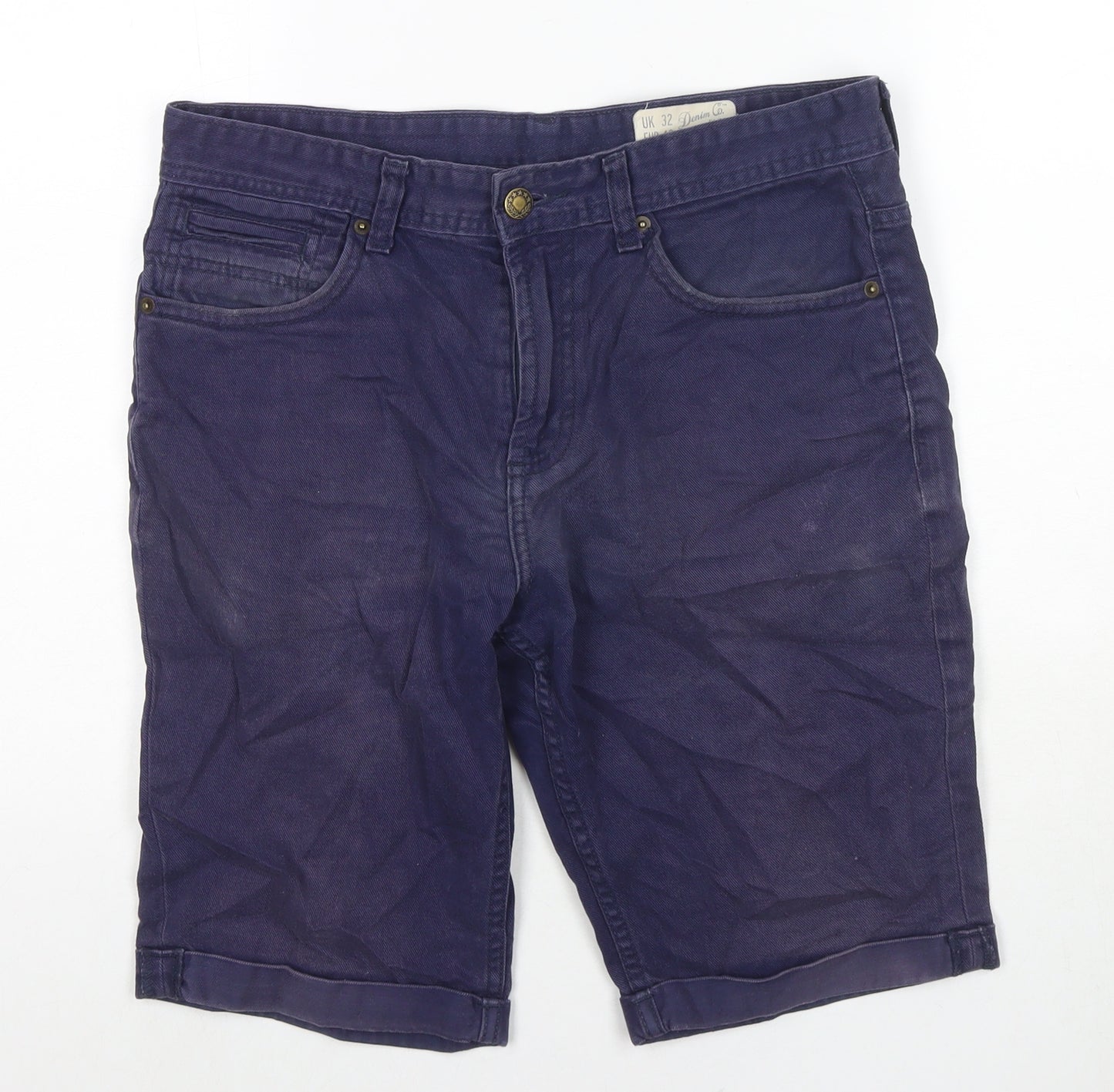 Denim & Co. Mens Blue Cotton Bermuda Shorts Size 32 in L10 in Regular Zip