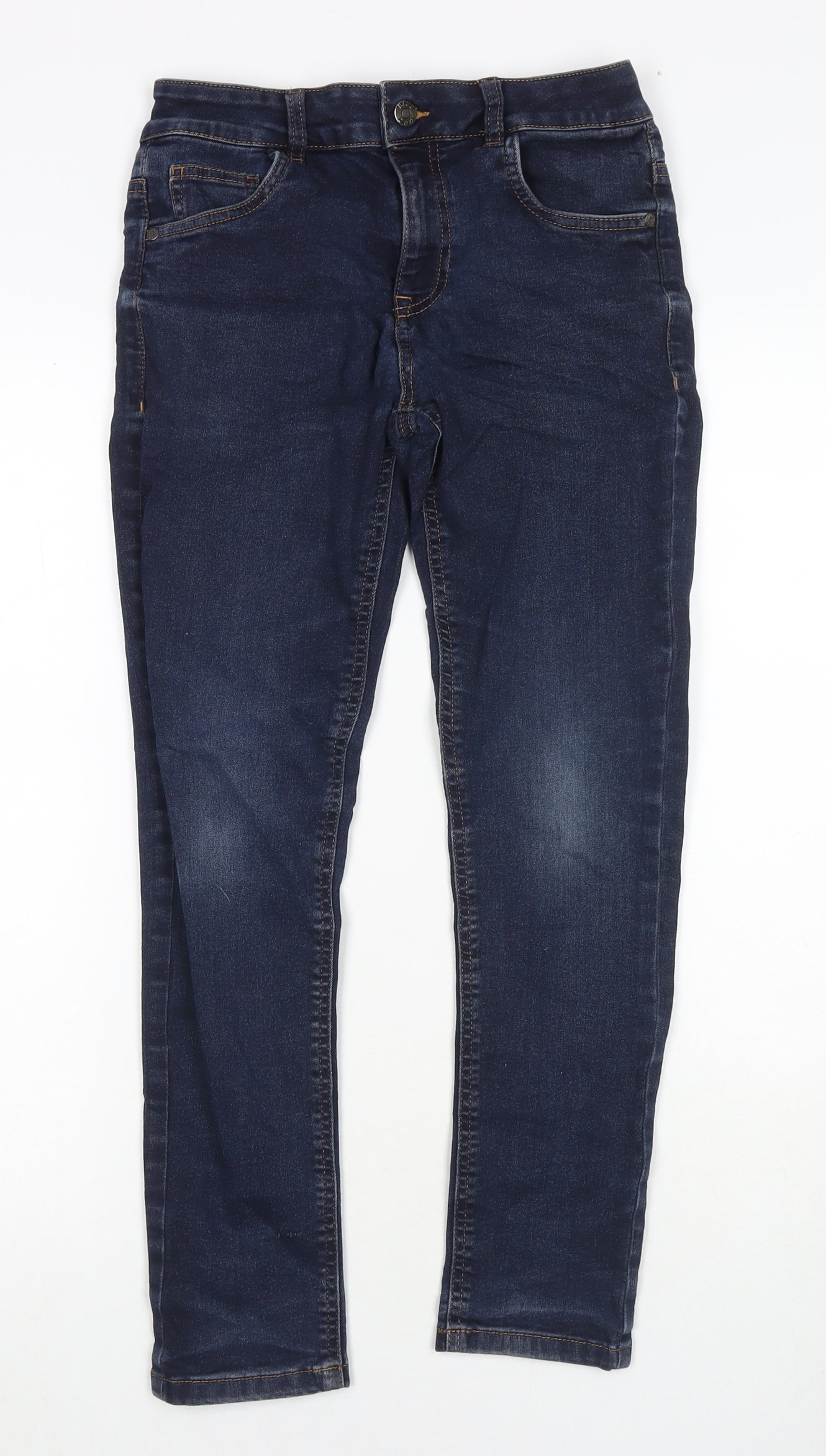 Blue Zoo Boys Blue Cotton Skinny Jeans Size 11 Years L25 in Regular Zip