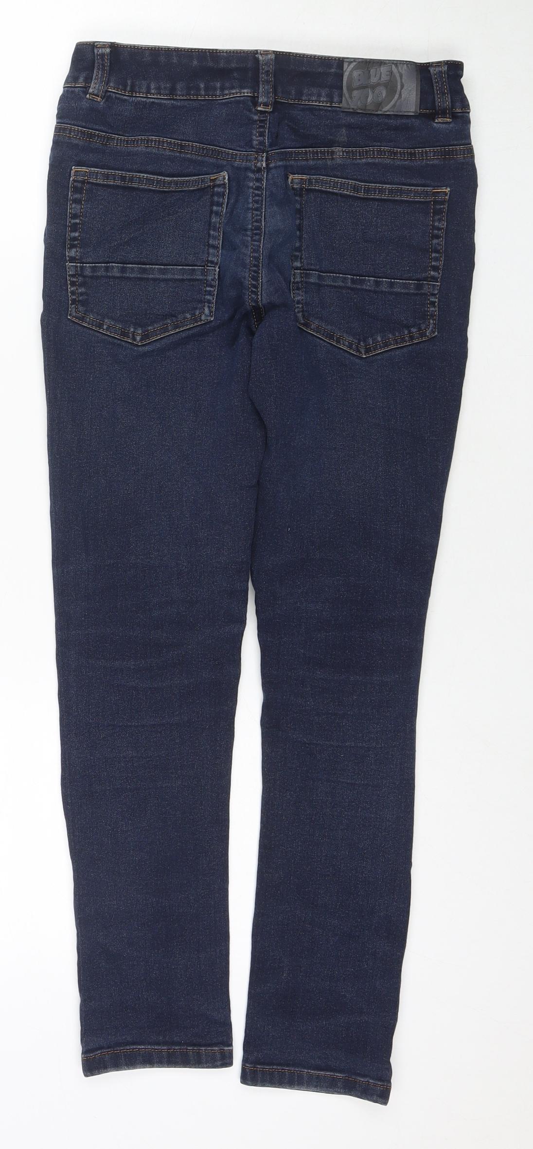 Blue Zoo Boys Blue Cotton Skinny Jeans Size 11 Years L25 in Regular Zip