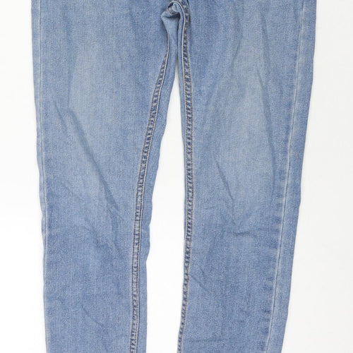 Bershka Womens Blue Polyester Blend Skinny Jeans Size 30 L28 in Regular Zip