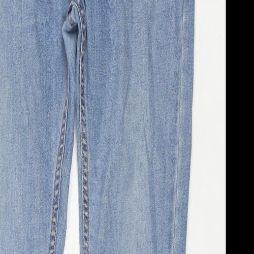 Bershka Womens Blue Polyester Blend Skinny Jeans Size 30 L28 in Regular Zip
