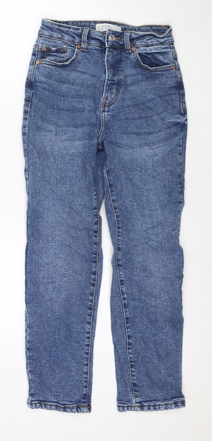 Denim & Co. Womens Blue Cotton Mom Jeans Size 4 L26 in Regular Zip