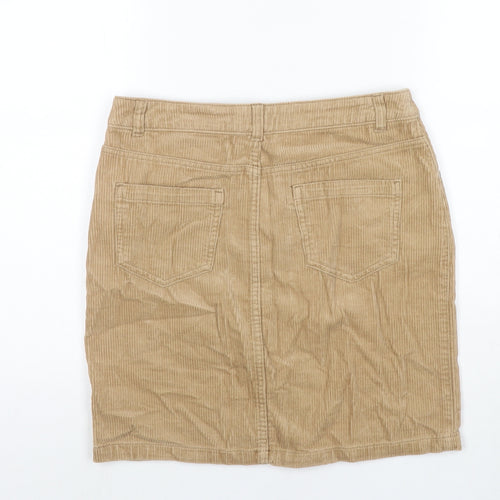 TU Womens Beige Cotton A-Line Skirt Size 10 Zip