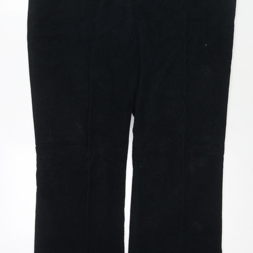 Marks and Spencer Womens Black Cotton Trousers Size 20 L28 in Regular Zip