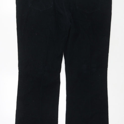 Marks and Spencer Womens Black Cotton Trousers Size 20 L28 in Regular Zip