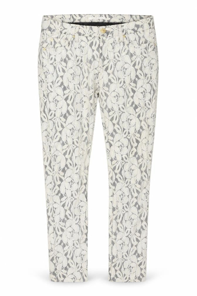 7 For All Mankind Womens Ivory Floral Cotton Pedal Pusher Trousers Size 29 in L30 in Regular Zip