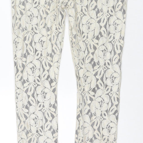 7 For All Mankind Womens Ivory Floral Cotton Pedal Pusher Trousers Size 29 in L30 in Regular Zip