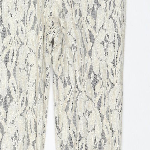 7 For All Mankind Womens Ivory Floral Cotton Pedal Pusher Trousers Size 29 in L30 in Regular Zip