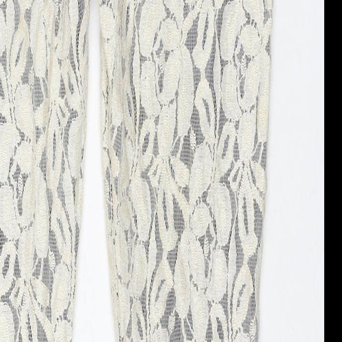 7 For All Mankind Womens Ivory Floral Cotton Pedal Pusher Trousers Size 29 in L30 in Regular Zip