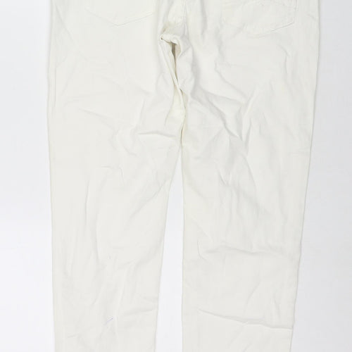 Marks and Spencer Womens White Cotton Tapered Jeans Size 12 L24 in Regular Zip