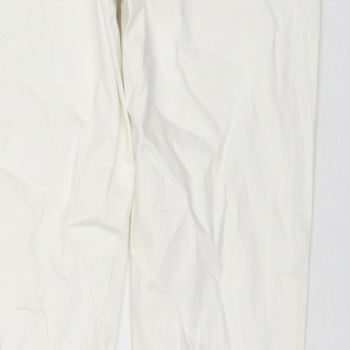 Marks and Spencer Womens White Cotton Tapered Jeans Size 12 L24 in Regular Zip
