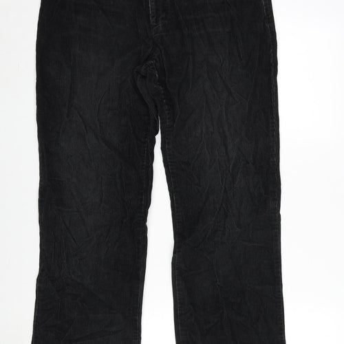 Jasper Conran Mens Black Cotton Straight Jeans Size 32 in L29 in Regular Zip