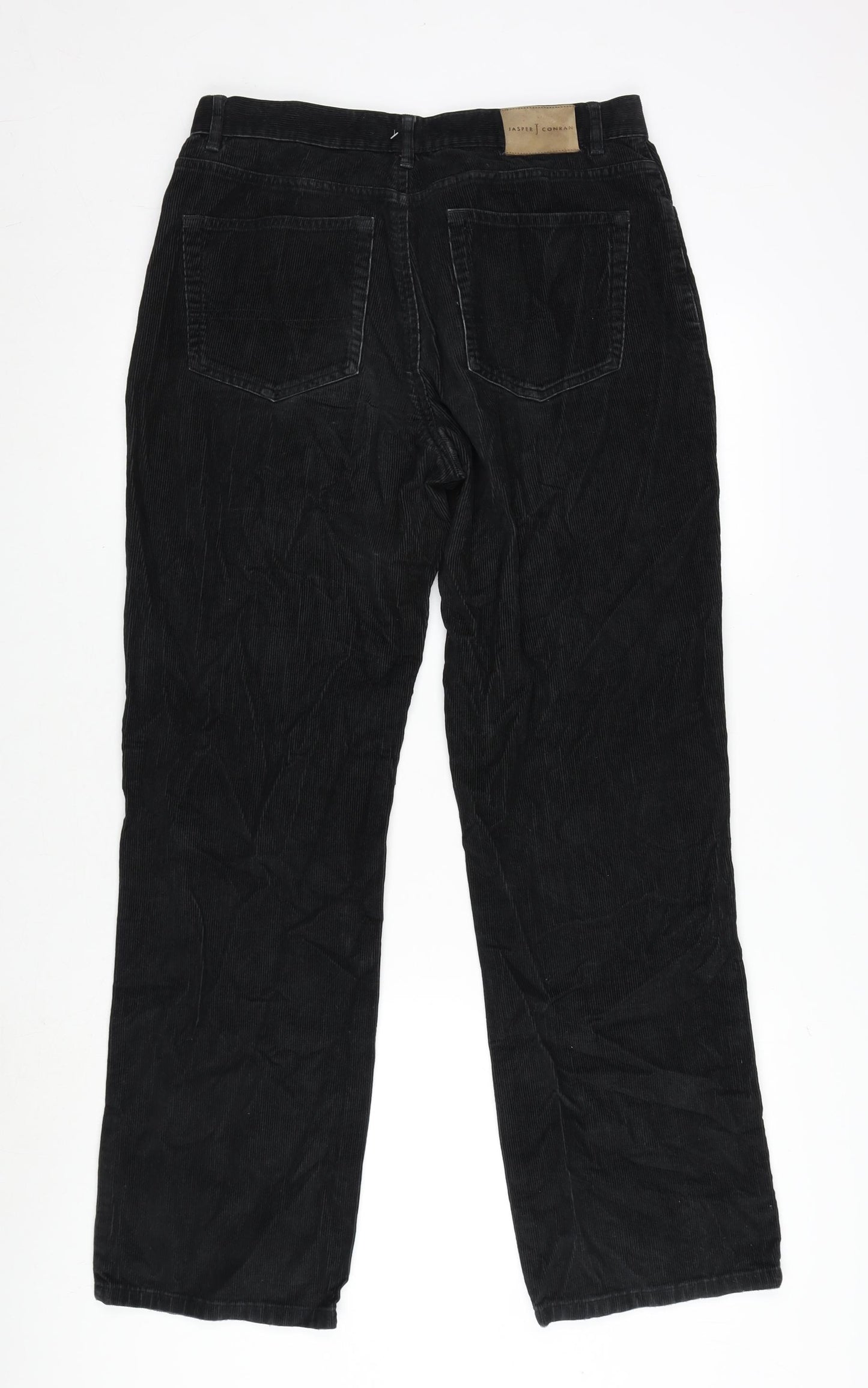 Jasper Conran Mens Black Cotton Straight Jeans Size 32 in L29 in Regular Zip