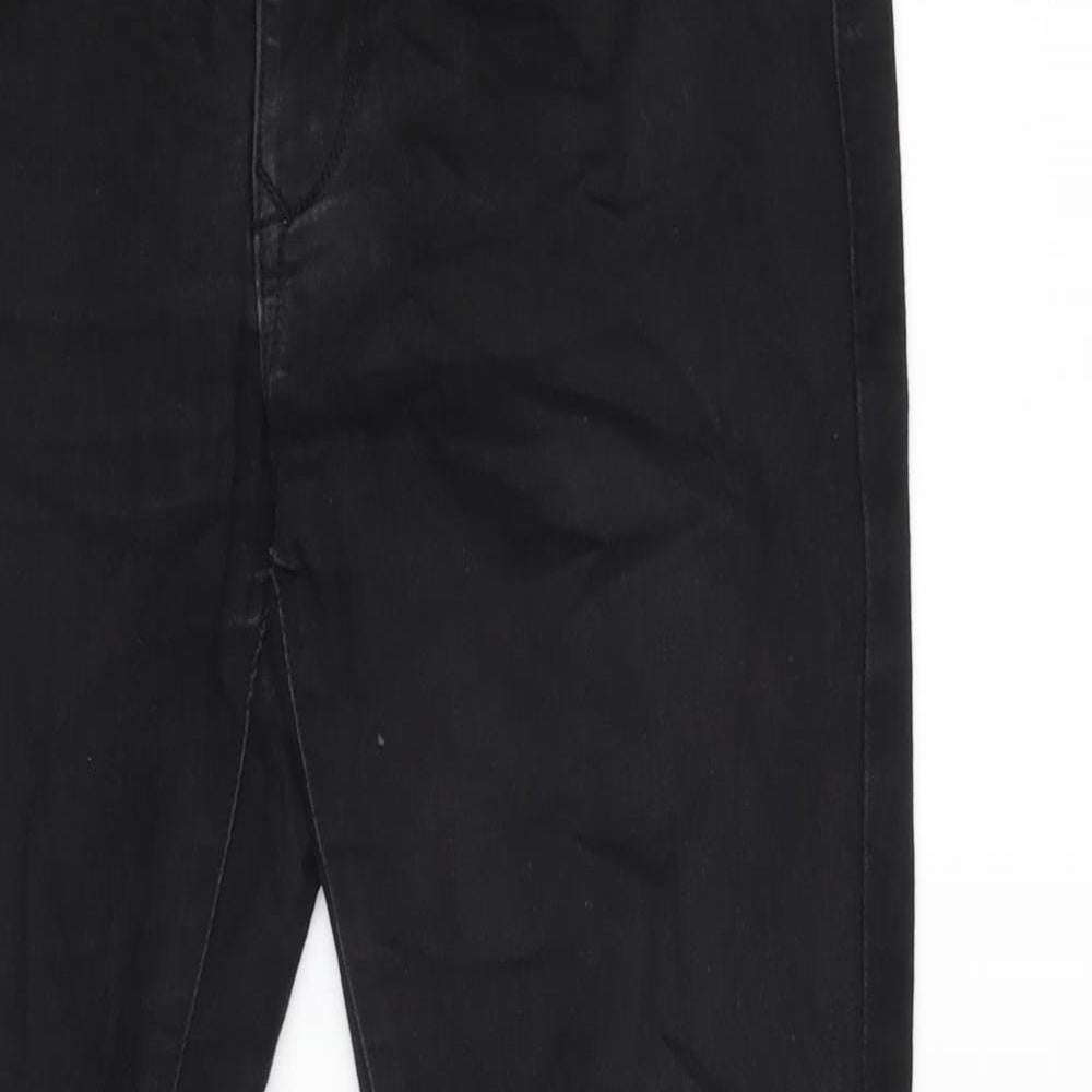 River Island Mens Black Cotton Blend Straight Jeans Size 32 in L30 in Regular Zip