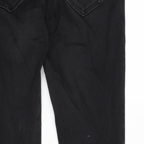 River Island Mens Black Cotton Blend Straight Jeans Size 32 in L30 in Regular Zip