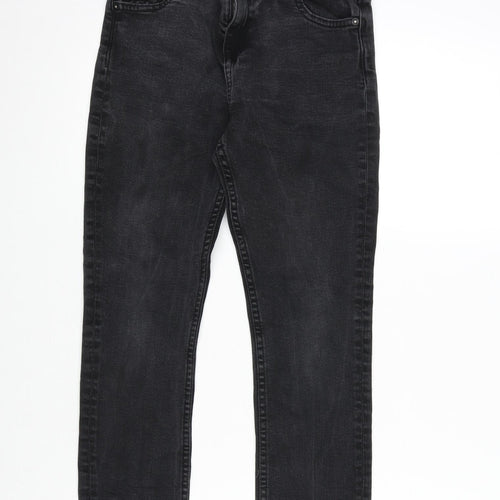 The Jones Girls Grey Cotton Straight Jeans Size 10-11 Years L23 in Regular Zip