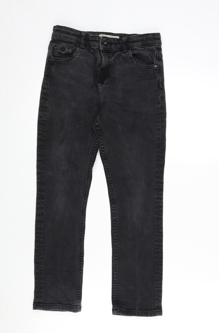 The Jones Girls Grey Cotton Straight Jeans Size 10-11 Years L23 in Regular Zip