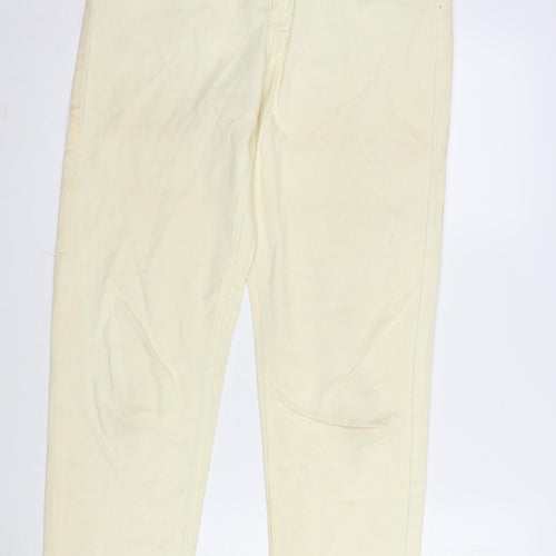 Liz Claiborne Womens Ivory Cotton Straight Jeans Size 12 L31 in Regular Zip