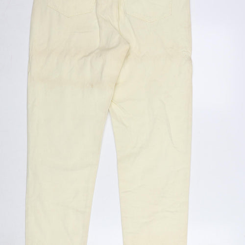 Liz Claiborne Womens Ivory Cotton Straight Jeans Size 12 L31 in Regular Zip