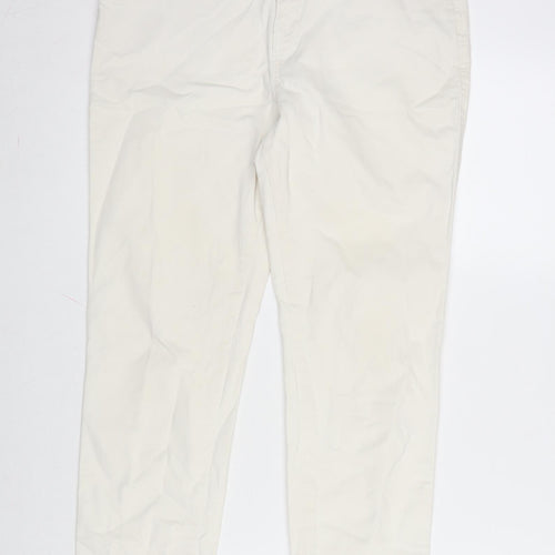 F&F Womens Ivory Cotton Straight Jeans Size 12 L27 in Regular Zip