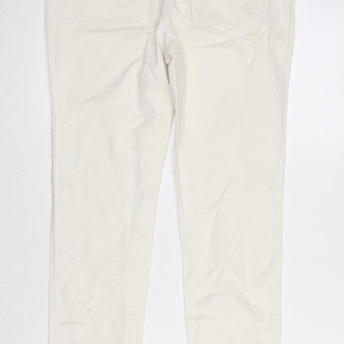 F&F Womens Ivory Cotton Straight Jeans Size 12 L27 in Regular Zip